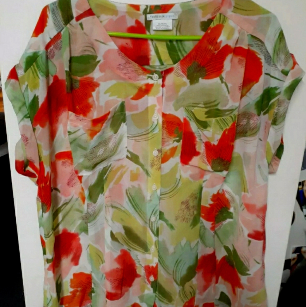 Van Hausen-Studio womens blouse, floral print, XL,